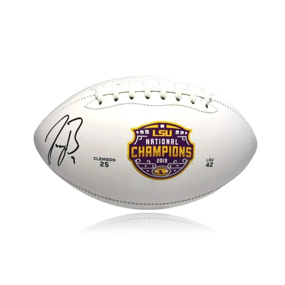 Rugby Game-Joe Burrow Signed LSU White Panel Football COA Authentic Autograph Louisiana State