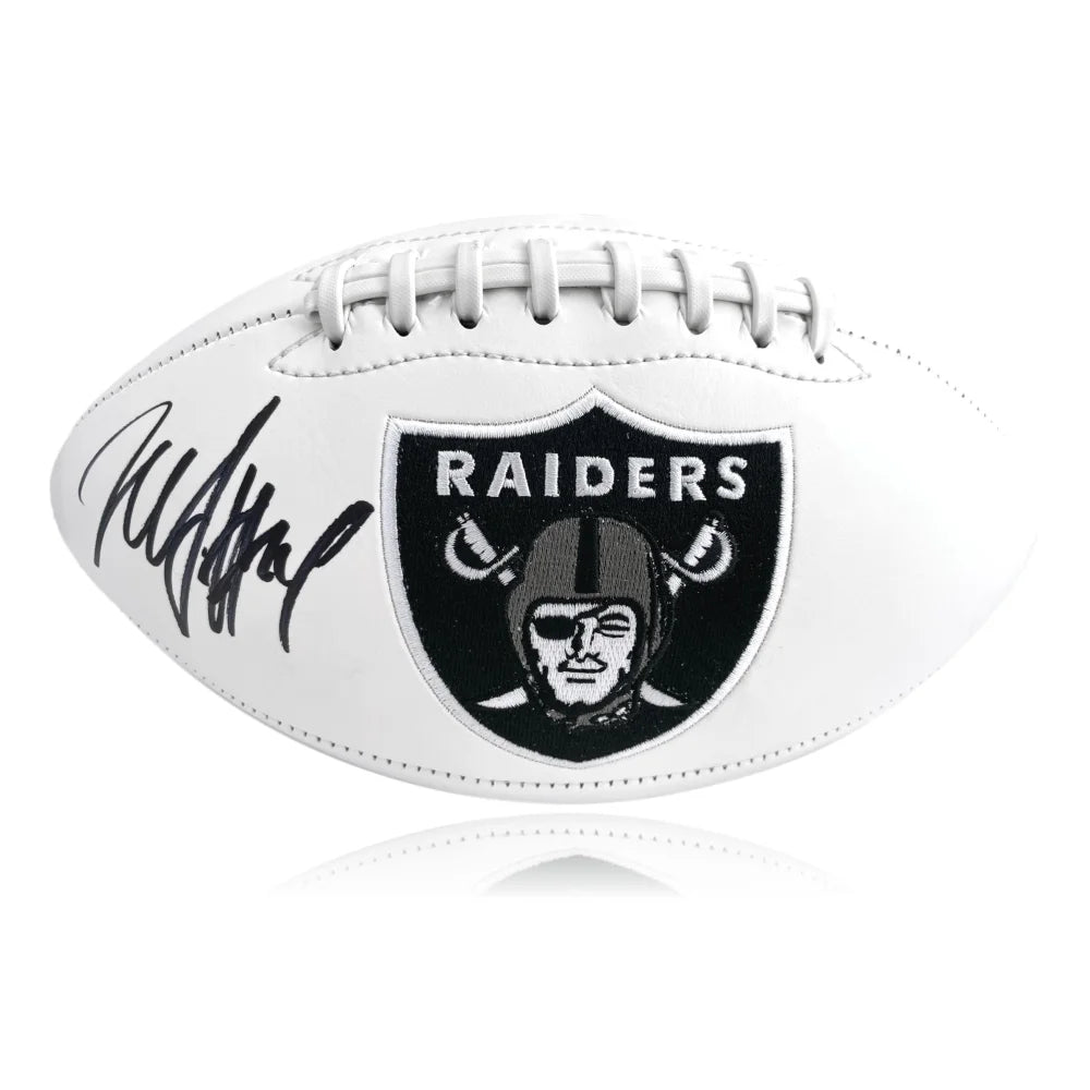 Rugby Autograph Sessions-Marshawn Lynch Signed Las Vegas Raiders White Logo Stat Football COA JSA Autograph Oakland